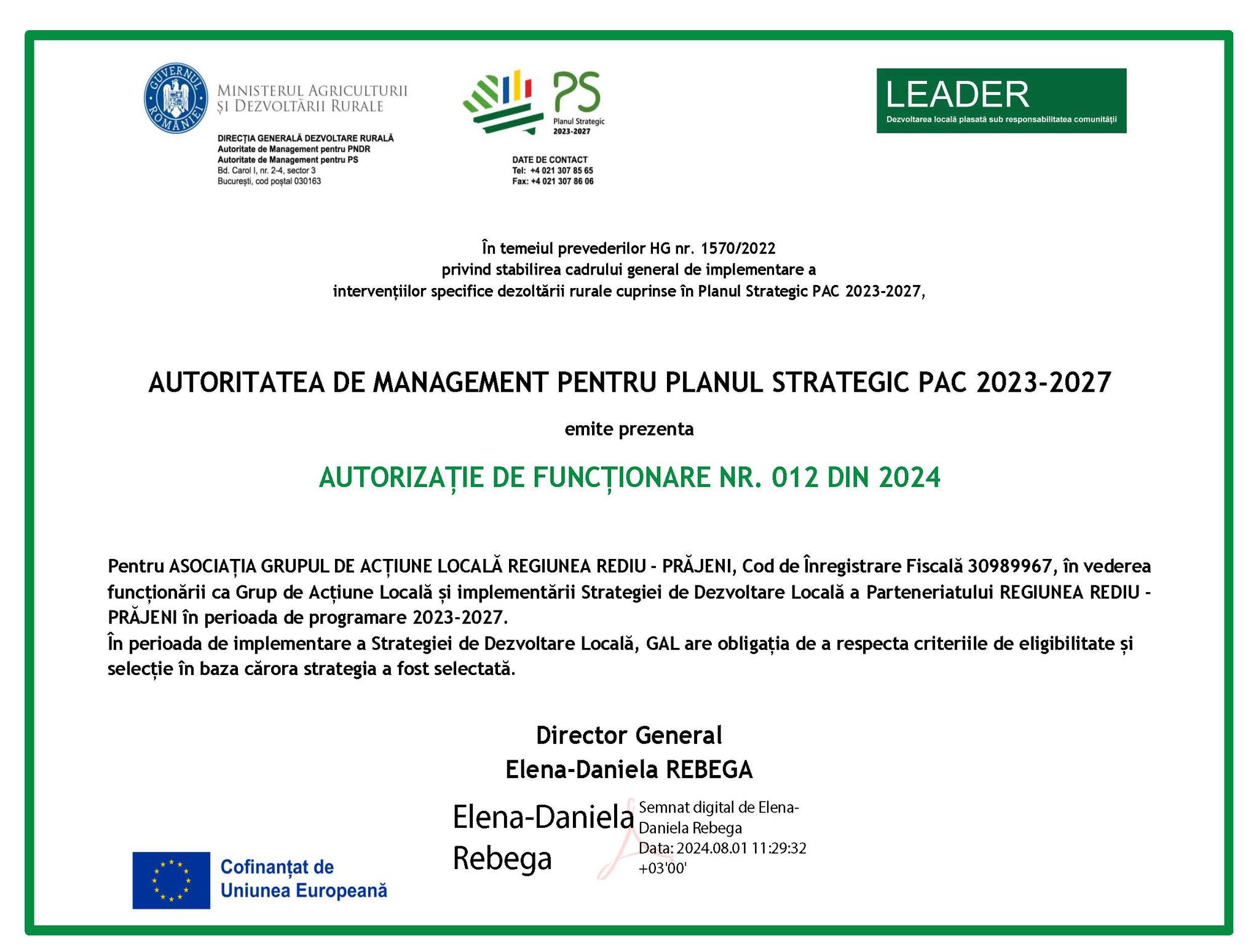 GAL Rediu Prăjeni obține Autorizația de Funcționare pentru perioada 2023-2027