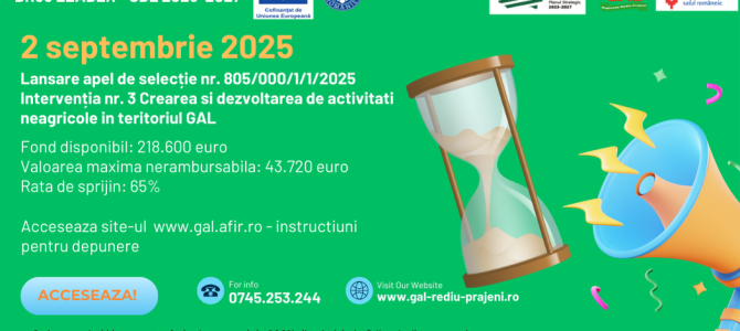 Pe 02.09.2025 se lanseaza apel de selectie pentru interventia nr. 3