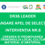 Lansare apel de selecție nr. 810/818/1/5/2025 - Intervenția nr. 6 - CONSERVAREA ȘI PROMOVAREA PATRIMONIULUI LOCAL CULTURAL MATERIAL ȘI IMATERIAL