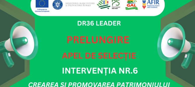 PRELUNGIRE apel de selecție nr. 810/818/1/5/2025 – Intervenția nr. 6 – CONSERVAREA ȘI PROMOVAREA PATRIMONIULUI LOCAL CULTURAL MATERIAL ȘI IMATERIAL